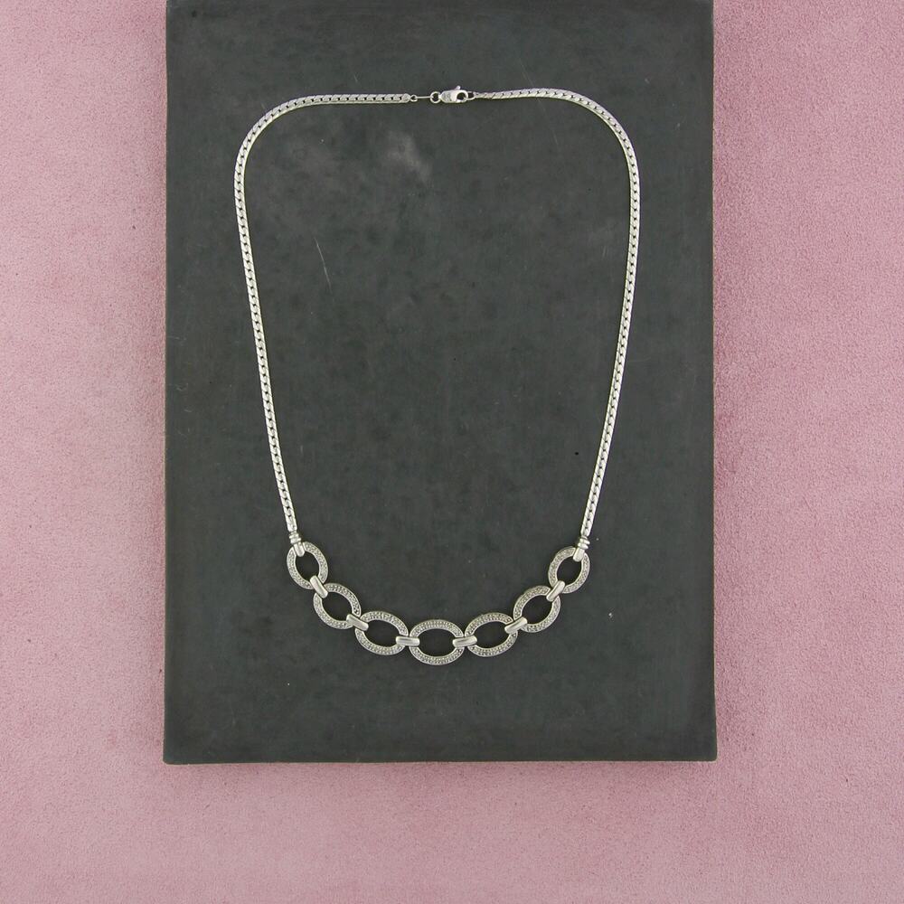zales sterling silver diamond accent oval link necklace size 17in